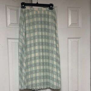 NWT Toccin Mint & Cream Check Midi Skirt